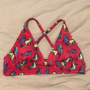 MeUndiess Swim Plunge Bikini top in Seahorse Print